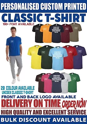 £8.99 • Buy Custom Printed Personalised T-Shirt Your Text Business Logo Stag Do Hen Unisex