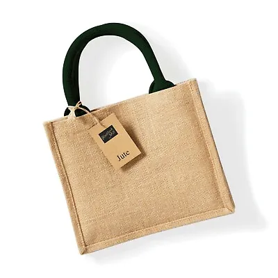 Jute Mini Gift Bag Westford Mill Reusable Shopping Carrier Sack Shopper Tote • £4.13