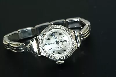 Art Deco Vtg Fairchild White Gold Filled Ladies Wristwatch  • $35