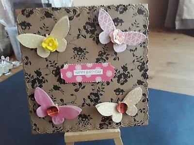 £2.40 • Buy Handmade Butterfly Birthday Card Topper, Mulberry Flowers, Buttons, Sentiment. 