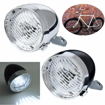 Retro Bicycle Bike 3 LED Front Light Headlight Vintage Flashlight Lamp  +Bracket • $7.83