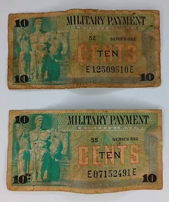 Two MPC 10 Cents Notes Series 692 Vietnam Era Military Payment Certificates P22 • $17.77