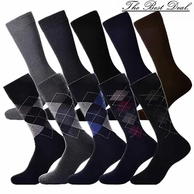 3-12 Pairs Mens Fashion Casual Cotton Work Mid Calf Crew Dress Socks Size 10-13 • $6.88