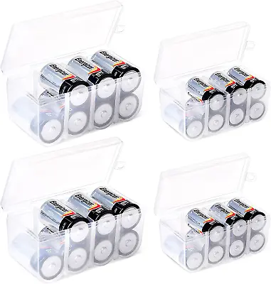 Set Of 4 - Two C And Two D Battery Storage Box Battery Storage Case Holder • $19.39