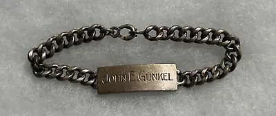 Ww2 Military Men's Sterling Silver I.d. Bracelet 8  Long John E. Gunkel • $60