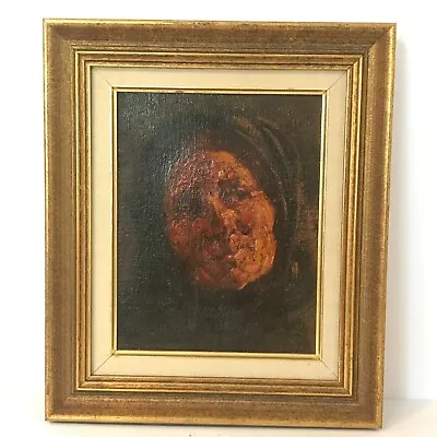 Vintage Portrait Of Old Woman Framed Oil Painting On Canvas Original Art Signed • $99.99
