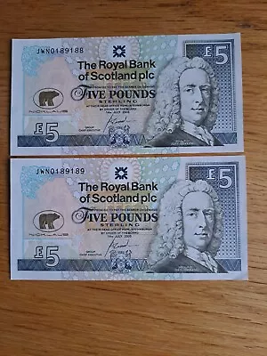 Jack Nicklaus Royal Bank Of Scotland £5 / Five Pound  2x Notes In Sequence UNC. • £19.99