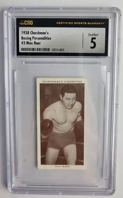 1938 Churchman's Boxing Personalities #3 MAX BAER CSG 5 Black Label (B) • $49