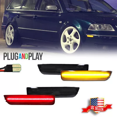 4x Smoke LED Front & Rear Fender Side Marker Lights For 2001-2005 VW Passat B5.5 • $44.49