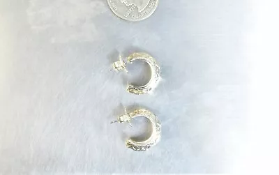 CrazieM Sterling 925 Silver Vintage Southwestern Estate Hoop Earrings 12.2g X03 • $0.99