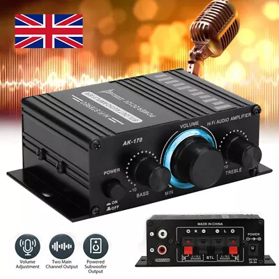 DC 12V HiFi Power Amplifier Mini Small Audio Digital Stereo Car FM AMP Home UK • £9.99