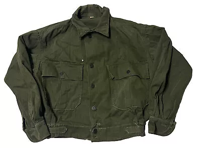 Vintage WW2 1940s Herringbone HBT Military Army Jacket Navy USMC Cropped Medium • $127.49