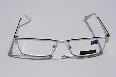 Pablo Zanetti Metal Reading Glasses Slim Rectangle Silver White +1.25 To +300 • $12.95