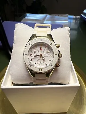 Michele Tahitian Jelly Bean White Siliconegold Chrono Dial Watch -mww12d000011 • $200