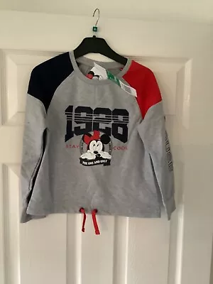 Girls Disney Minnie Mouse Sweatshirt Grey Navy Red. Age 8 Years • £3