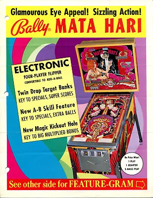 Mata Hari Pinball By Bally Flyer / Brochure / Ad - Hard To Find • $39.95