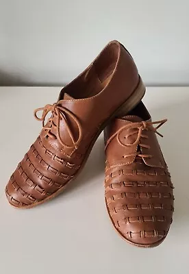 Django Juliette Brown Tan Leather Shoes Sz 39 • $25