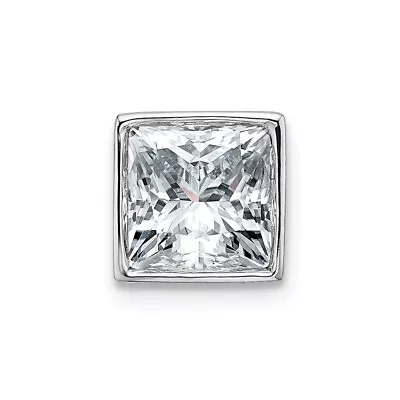 14k White Gold Princess Bezel D E F Pure Light Moissanite Slide Pendant • $665.95