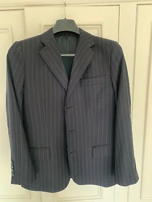 ERMENEGILDO ZEGNA Men’s 3 Button 2 Piece Navy Pin Stripe Suit 36-38 Blazer UK • £30