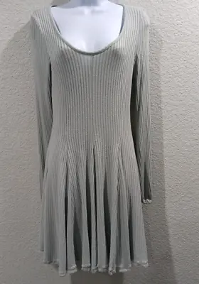 Ecote Ribbed Knit Dress Womens Medium Long Sleeve Scoop Neck Casual A Line Fairy • $21.88