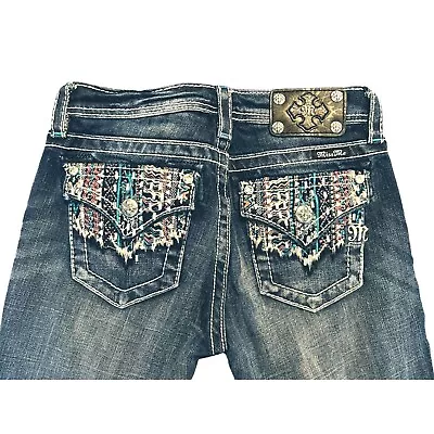 Miss Me Jeans - Embellished Boot Cut Aztec W/button Pockets - Girls Size 14 • $31.99