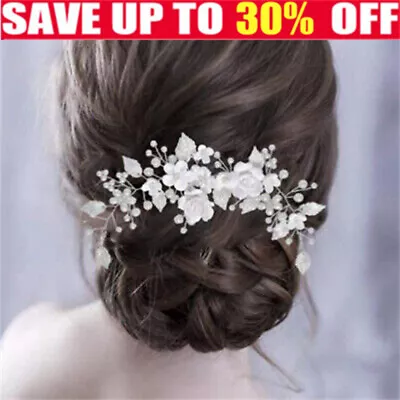 £8.11 • Buy Flower Bride Wedding Hair Vine Silver Pearl Hair Accessories Bridal Headband UE