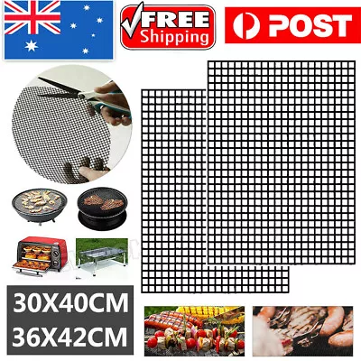 3-10PC BBQ Mesh Grill Mat Non-Stick Liner Cooking Barbecue Sheet Wire Baking Pad • $16.99