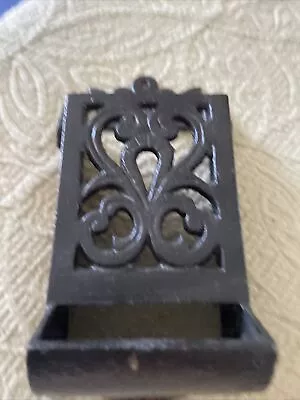 Black Cast Iron Heavy Wall Mount Kitchen Match Holder Dispenser Like Grandma's • $12