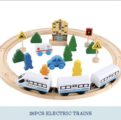 £22.99 • Buy Electric Train Set With Wooden Railway Track Toy (26 Pcs)