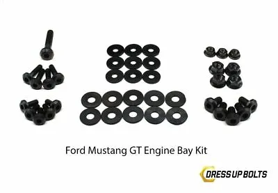 Dress Up Bolts For Mustang GT 5.0L 2015-2017 Titanium Full Engine Bay Kit Black • $203.49