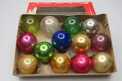 Lot 13 Vintage Glass Feather Tree Color BALL Mini 25mm Christmas Ornament Japan • $30