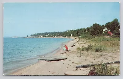 Wawatam Beach Mackinaw City Michigan Chrome Postcard 899 • $2.90