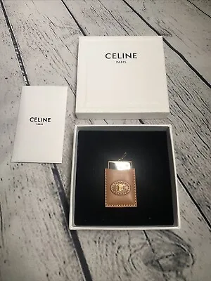 Authentic Celine Leather Mirror Pendant Tan Gold Made In Italy • $249.95