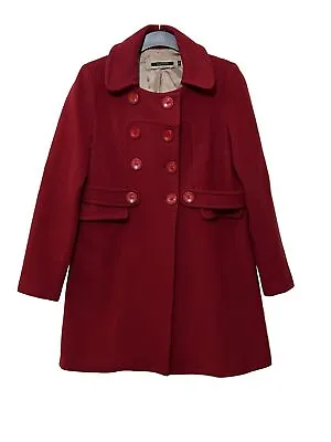 Tara Jarmon Red Wool Coat UK Size 42 Size 16 Women Winter Coat Ladies • £24.99
