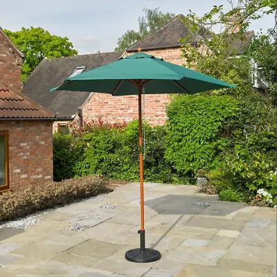 £35.99 • Buy Large Garden Parasol Outdoor Umbrella Green 2.4m Sun Shade Canopy Wooden UV
