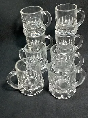 Vintage Set Of 8 Federal Glass Mini Beer Stein Mugs Shot Glasses • $26