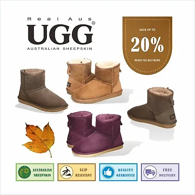 UGG Real Aus 100% Australian Sheepskin Wool Unisex Men Women Boots Chocolate • $49.95
