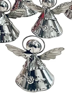 ANGEL ORNAMENTS Set Of (6) Tin Angels With Star Wand Mexican Christmas • $48