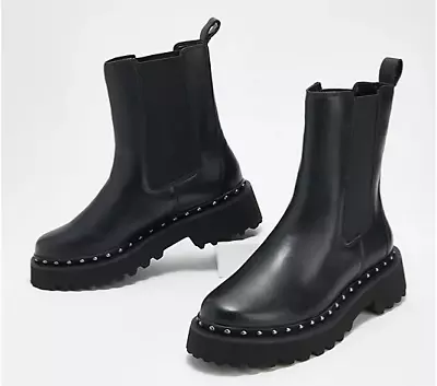 Vince Camuto Leather Mid Chelsea Boots - Meendey Women's Black 11New • $58.99