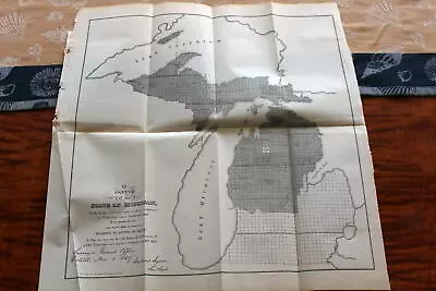 1849 Beautiful Authentic Antique Public Survey Rare Sketch Map Of Michigan • $9.95