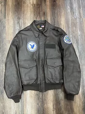 Men's Air Force Vtg Flight Suits  Type A-2 Brown  Leather Bomber Jacket  42(l) • $150