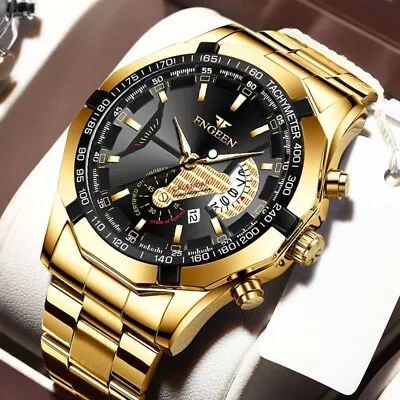 FNGEEN New Men's Quartz Stainless Steel Casual Sports Waterproof Luxury Fashion  • $14.50