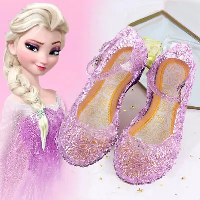 Girls Sandals Shoes Frozen Princess Elsa Cosplay Fancy Dress Up Party Halloween • £6.64