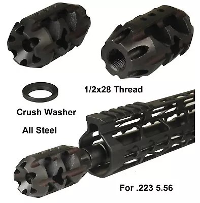 All Steel Low Concussion 1/2x28 Competition Muzzle Brake Compensator 223 556 • $34.99