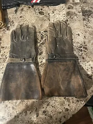 Vintage Military Motorcycle Gloves Gauntlets Leather Motorcycle Gloves • $20