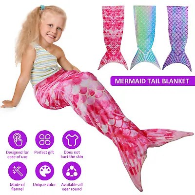 Mermaid Tail Blanket Ultra-Soft Flannel Sleeping Blanket Fish Scale VezWh.. • £12.16