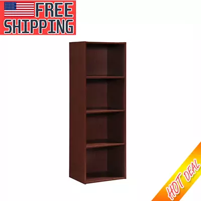 4 Shelf Bookcase Wood Sturdy Closed Back Storage Shelves Slim Bookshelf Case NEW • $51.33