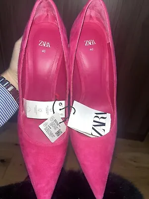 Zara Pink Suede Court Shoes Women’s 40 • £40