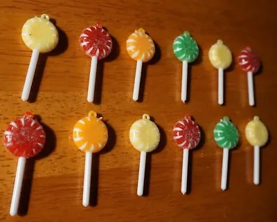 Set Of 12 Christmas Lollipop Candy Mini Ornaments Holiday Tree Home Decor NEW • $10.95