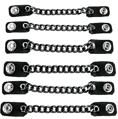 Vest Extender 1 Row Black Chain Biker MC Jacket Motorcycle Snap-6pc • $26.99